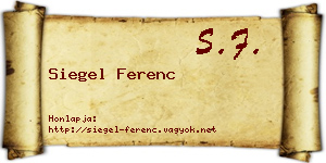 Siegel Ferenc névjegykártya
