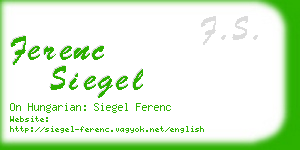 ferenc siegel business card